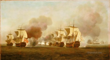 End of Knowles action off Havana 1748 Naval Battles Oil Paintings